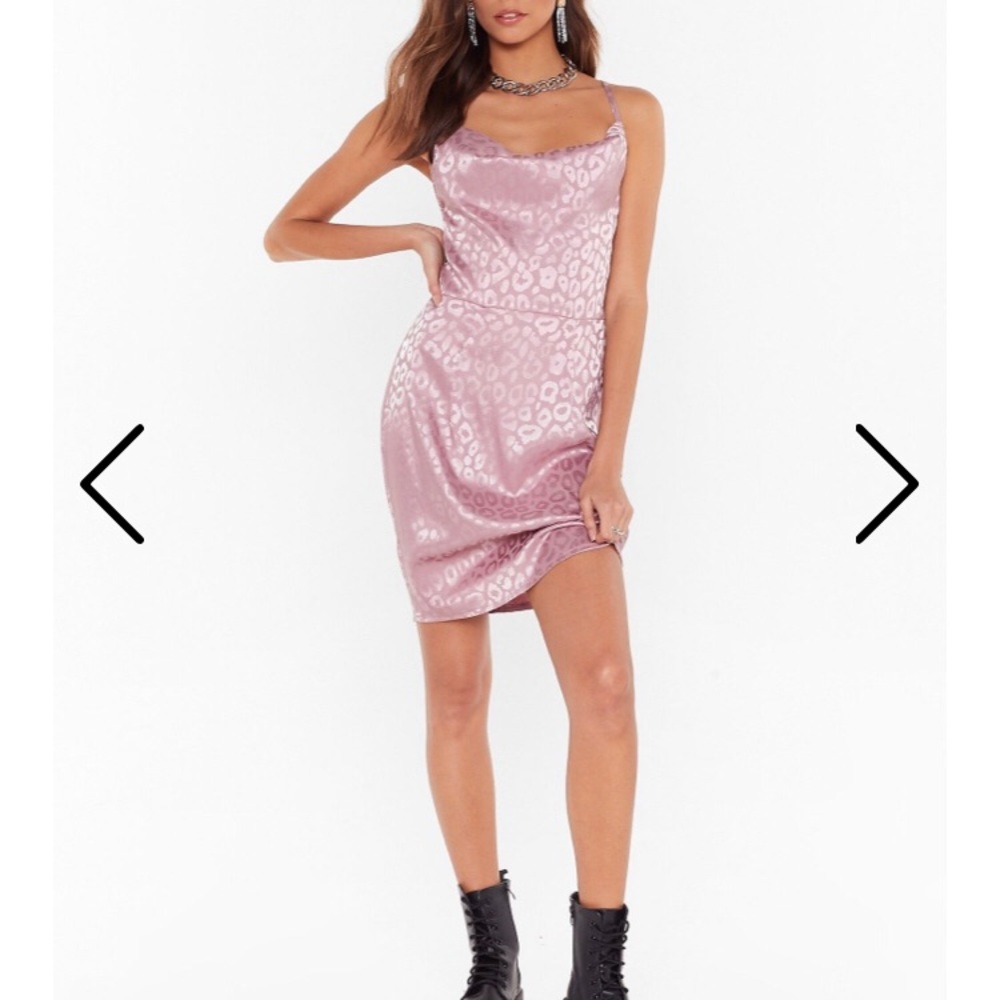 Nasty Gal Animal Jacquard Low Cowl back mini dress